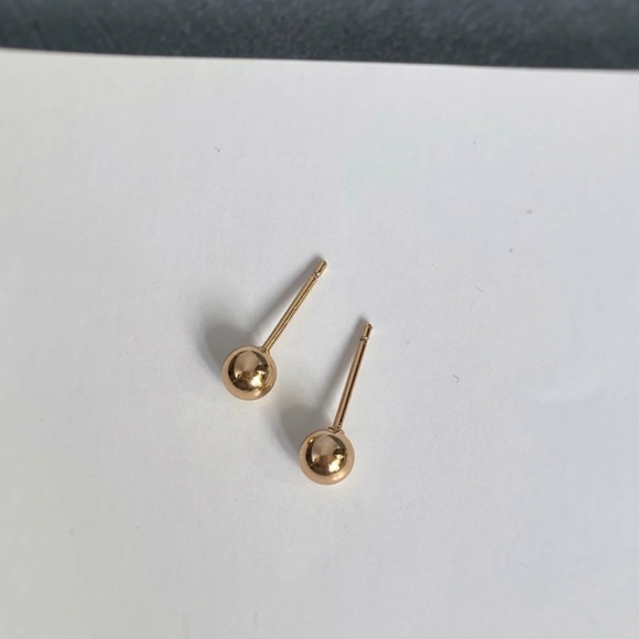 Stud Bead Ball 5mm Earrings 18k Gold Plated Luxury Jewelry - Picture 7 of 12